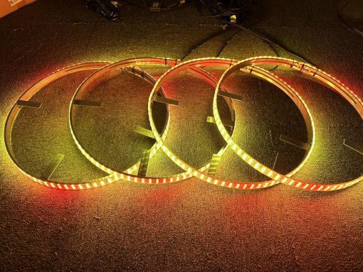 Kit de Luces de Anillo de Rueda LED Triple Fila RGB 15.5'' Dream Chasing con Funcion de Senal de Giro y Freno Bluetooth y Control Remoto IP68 Impermeable para Vehiculos Coche Todo Terreno - Imagen 6