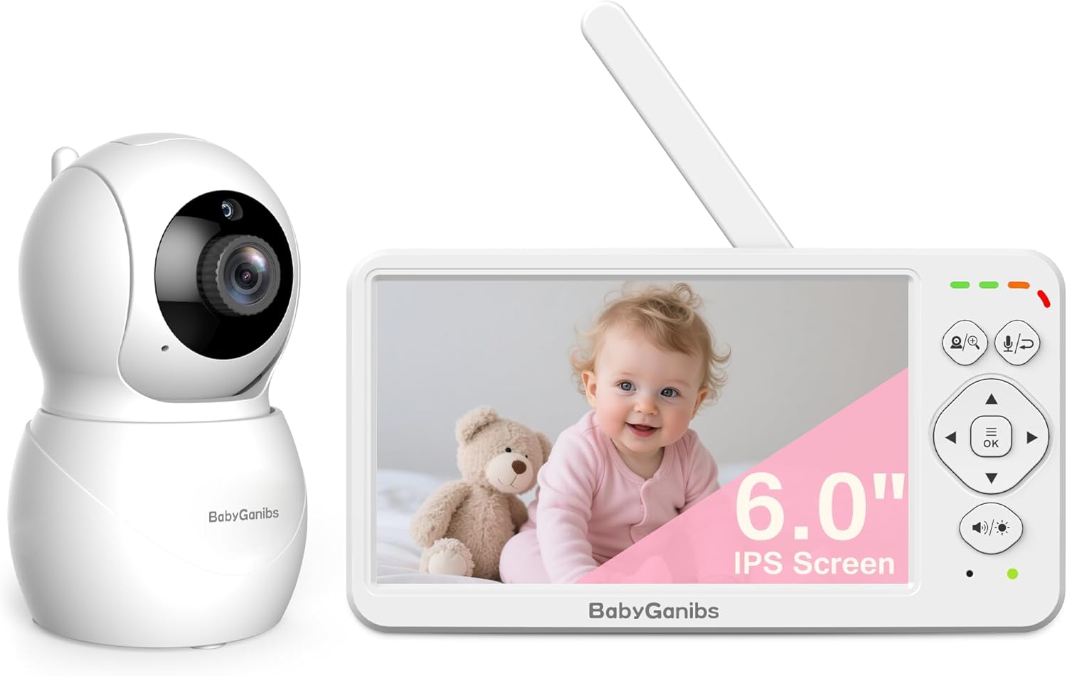 Monitor de Bebé sin WiFi con Pantalla de 6" Pan-Tilt-Zoom