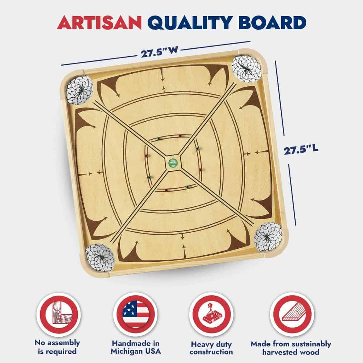 Juego de Mesa Carrom - Juego de Tablero Grande para Adultos - Imagen 7