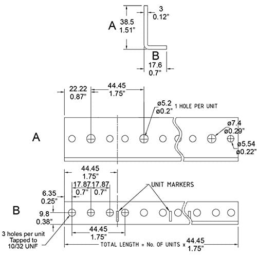 Riel de rack de acero Penn Elcom R0828/12 para montaje de - Imagen 4