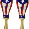 Maracas de bandera puertorriqueña de piel cruda LP