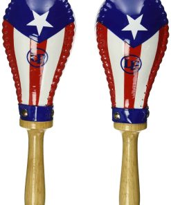 Maracas de bandera puertorriqueña de piel cruda LP
