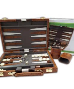 Juego de Backgammon de 18" marrón y blanco CHH
