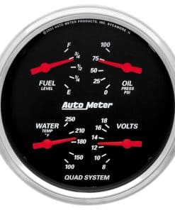 AUTO METER 1410 Medidor Cuádruple de Diseño Negro, 5.000