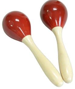 Par de Maracas de Huevo de Madera con Mango - Rojo