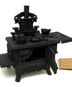 Set de Mini Estufa de Cocina de Madera Negra - 12 Pulgadas