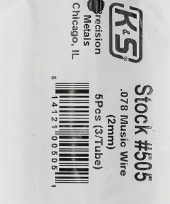 Alambre de música K & S 505, 0.078" OD x 36" de largo, 15