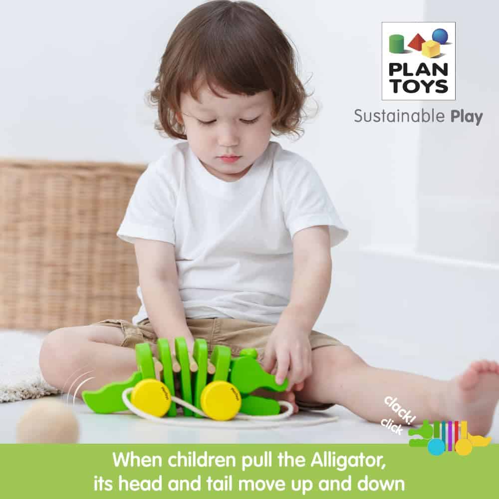 Juguete de Empuje y Tirón de Cocodrilo Bailarín PlanToys - - Imagen 7