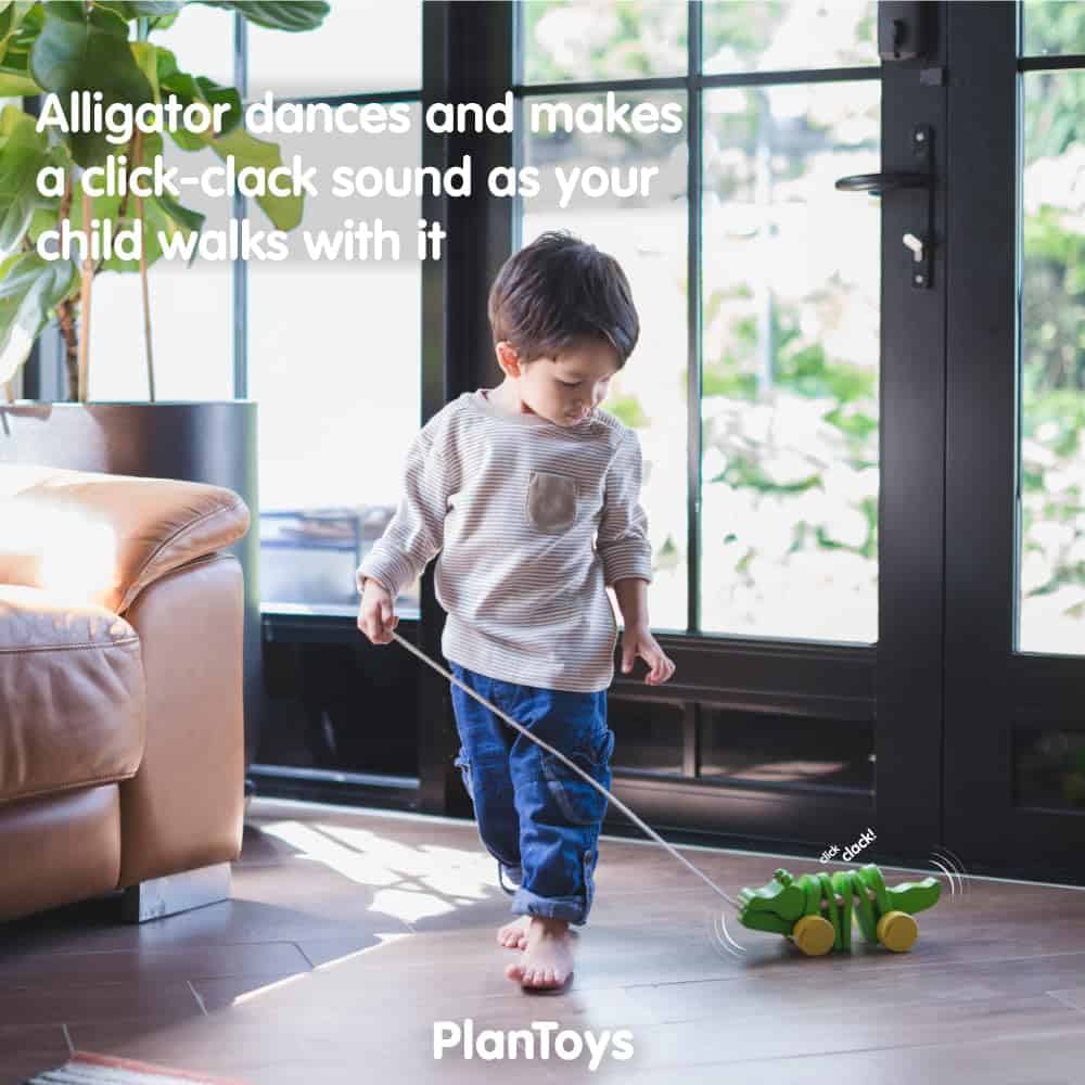 Juguete de Empuje y Tirón de Cocodrilo Bailarín PlanToys - - Imagen 5