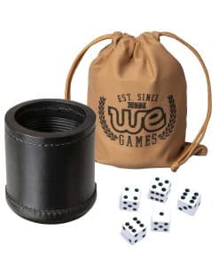 Juego de cubilete de dados de cuero negro hecho a mano WE