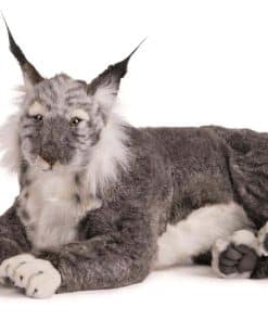 Hansa Laying Lynx de Peluche Coleccionable, Gris, 27.5"