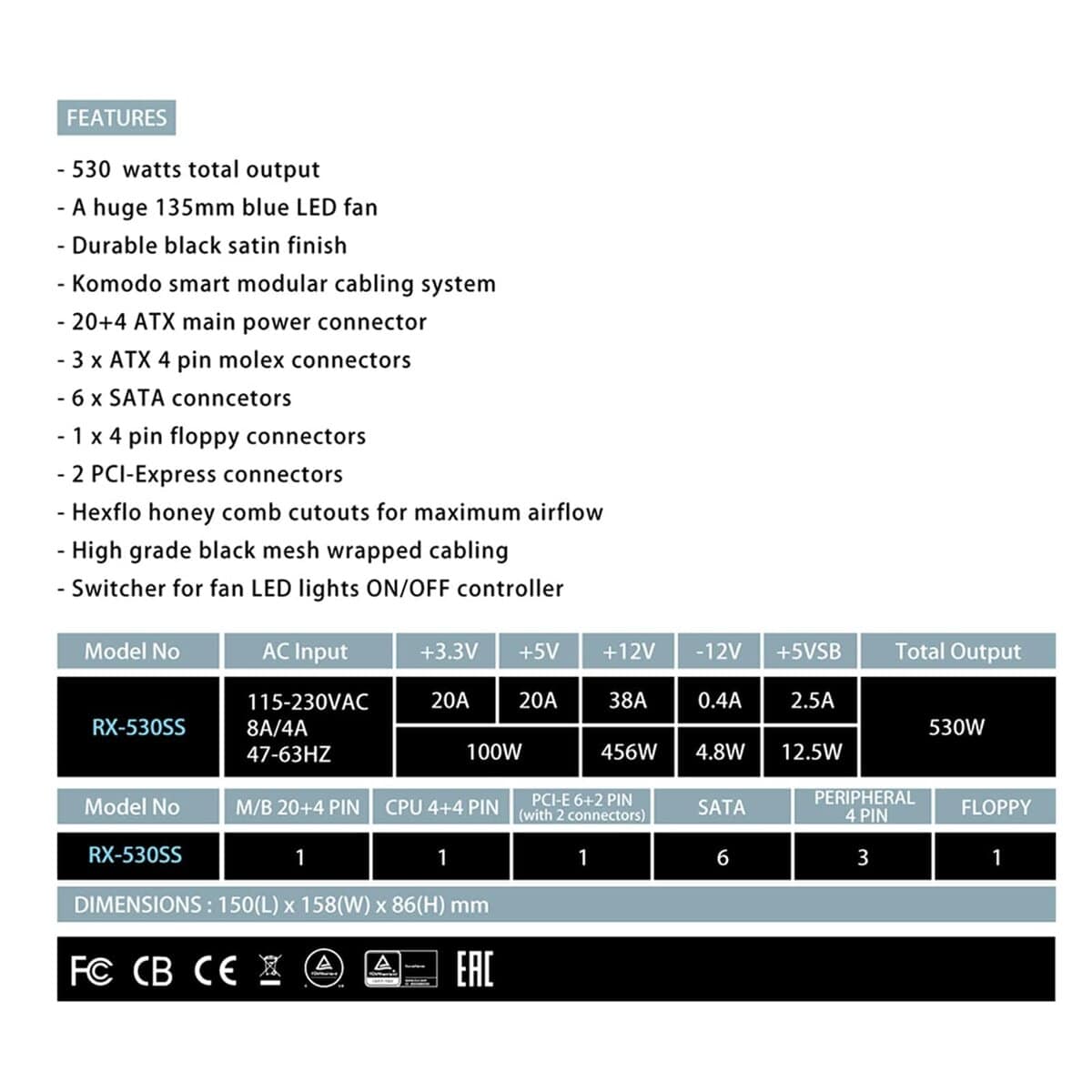 Raidmax Hybrid 2 RX-530SS 530W Fuente de alimentación para - Imagen 8