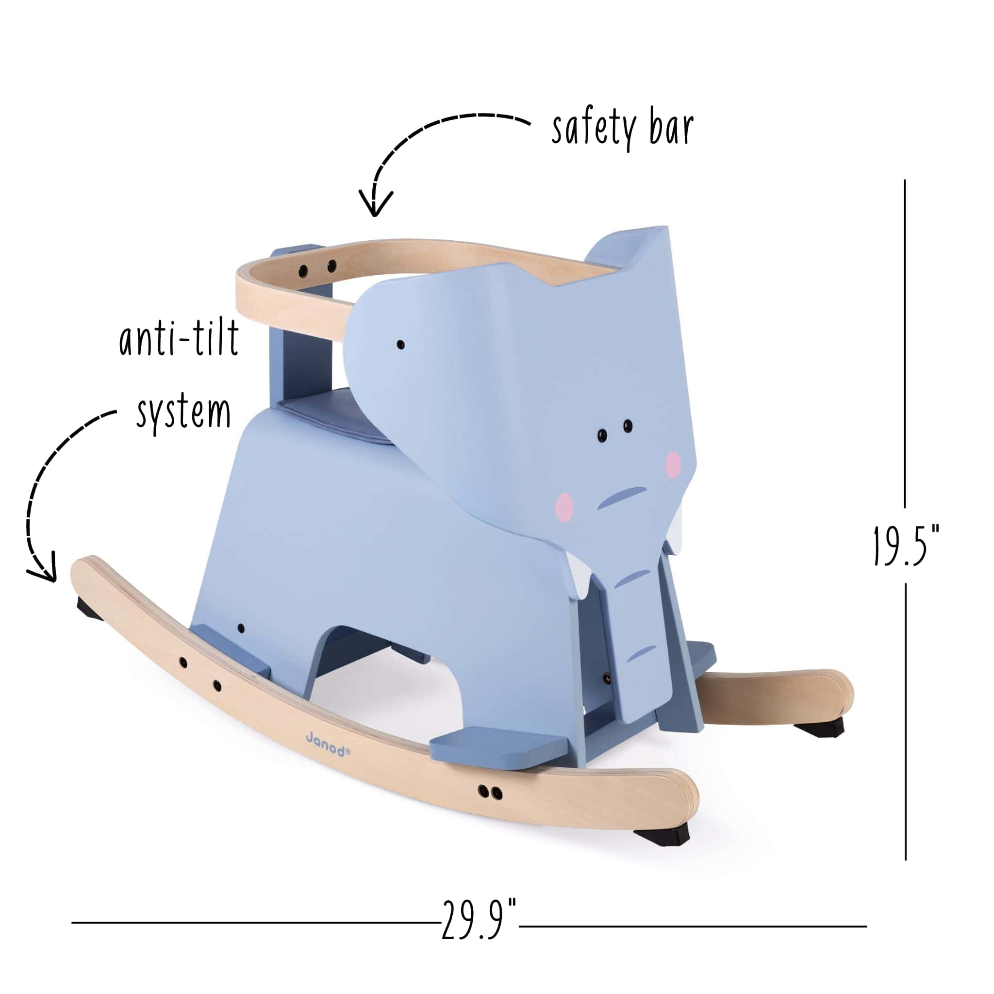 Elefante Mecedora Janod - Juguete Clásico de Madera para - Imagen 4
