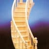 Escalera curva derecha ensamblada para casa de muñecas de