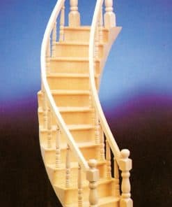 Escalera curva derecha ensamblada para casa de muñecas de