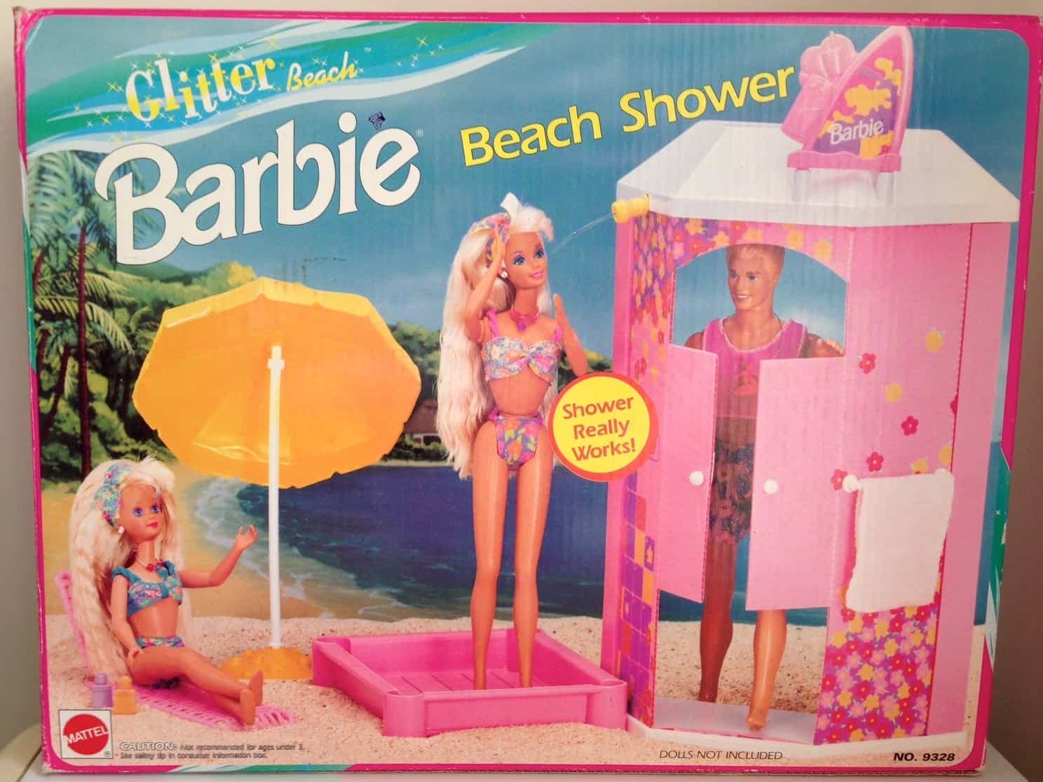 Conjunto de Juego Glitter Beach Barbie Beach Shower de 1992