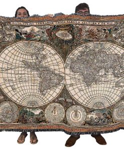 Manta de Mapa Antiguo del Mundo de Pure Country Weavers -