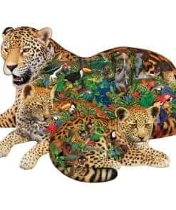 Rompecabezas en forma de jaguar de la selva tropical SunsOut