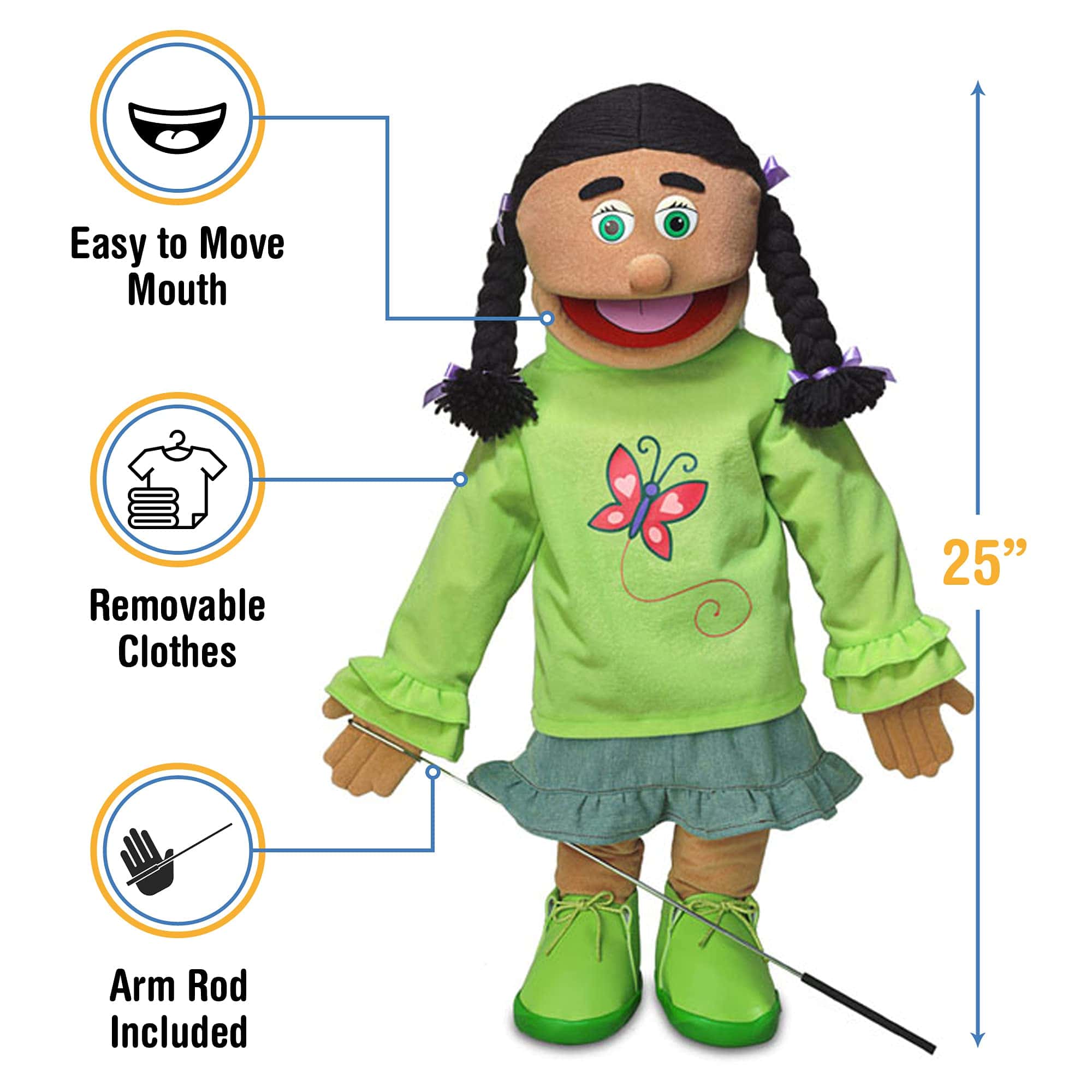 Marioneta estilo ventrílocuo de cuerpo completo de niña - Imagen 4