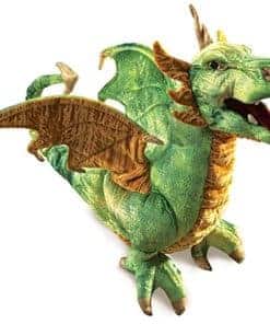 Títere de mano Folkmanis Wyvern Dragon, Verde, Blanco