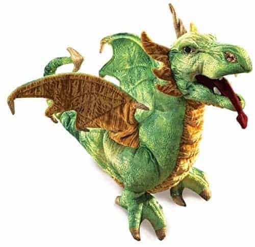 Títere de mano Folkmanis Wyvern Dragon, Verde, Blanco