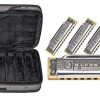 Set de 5 armónicas Hohner Blues con estuche, acero