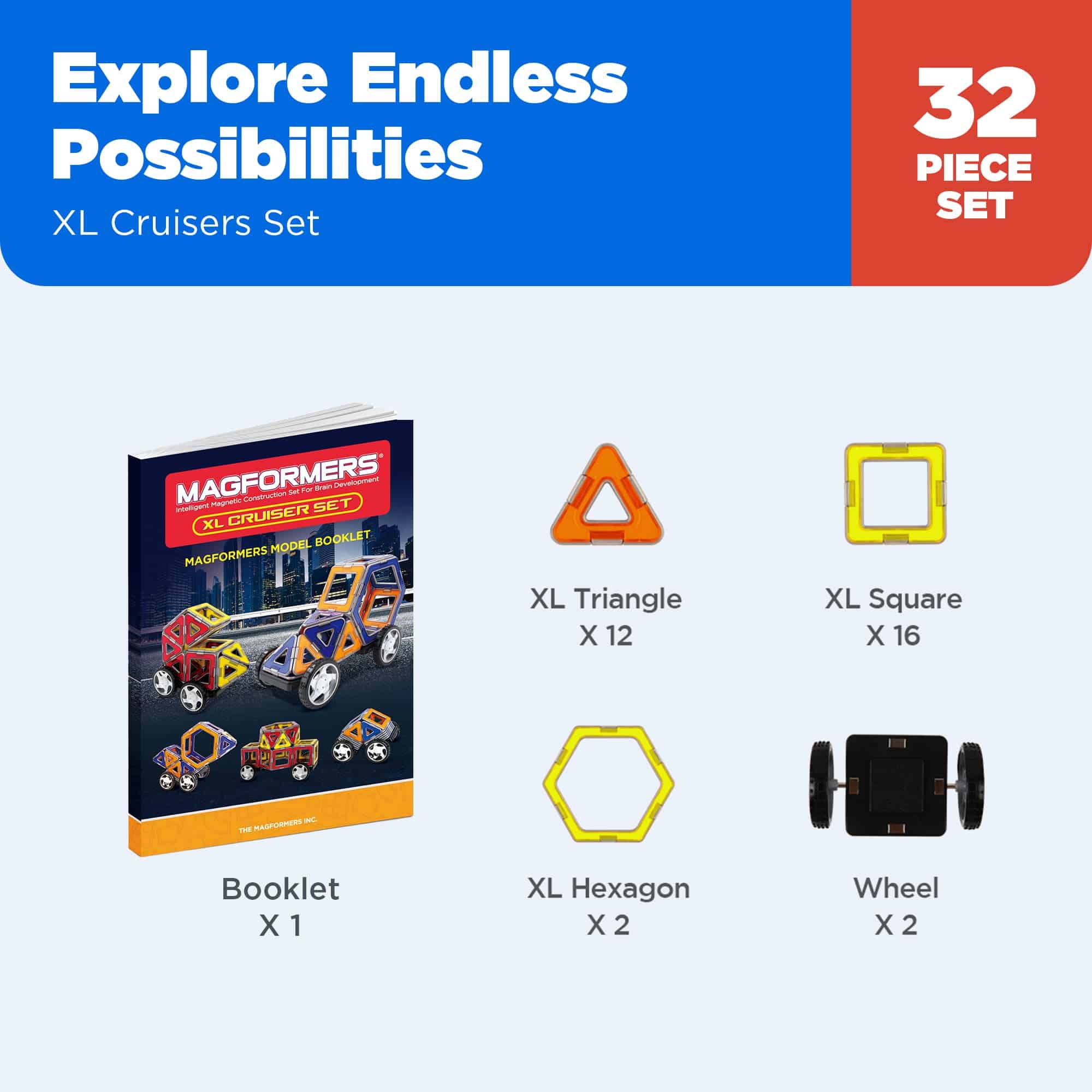 Conjunto de Coches Magformers XL Cruisers (32 piezas) - Imagen 7