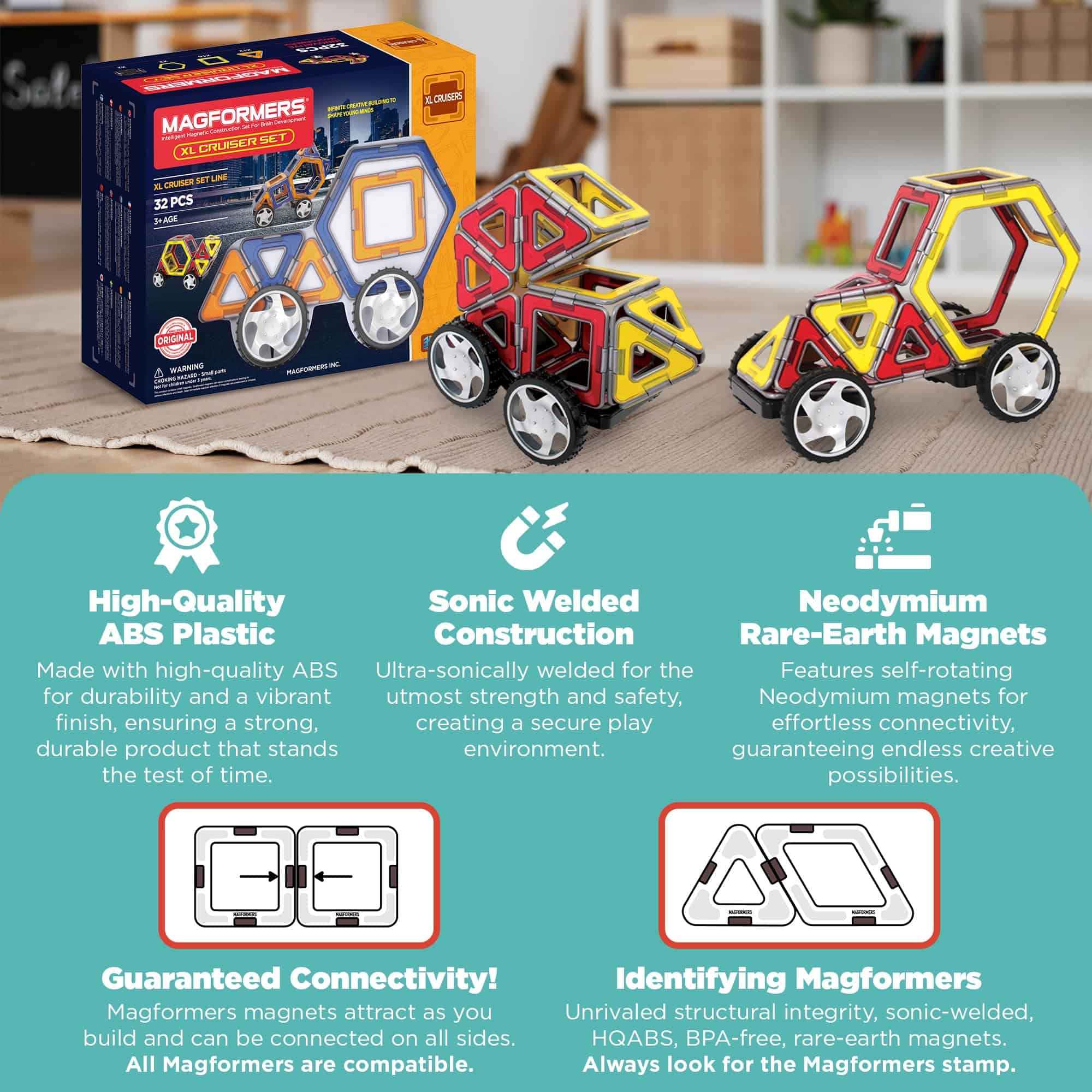 Conjunto de Coches Magformers XL Cruisers (32 piezas) - Imagen 6