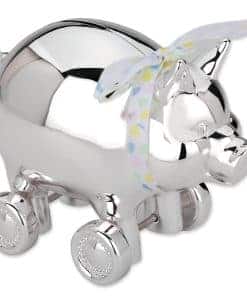 Alcancía de plata para cochinito con ruedas Reed & Barton,