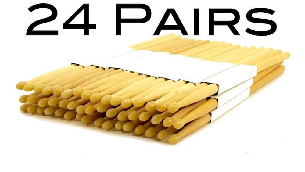 24 PARES DE BAQUETAS DE MADERA DE ARCE NATURAL CON PUNTA DE - Imagen 3