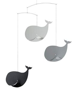 Móvil Happy Whales Negro/Gris por Flensted - 22 pulgadas -