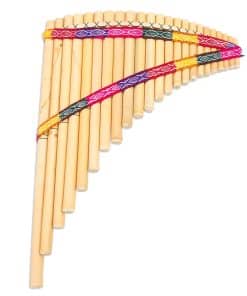 NOVICA Zampona Andina de Bambú con Acentos de Textiles