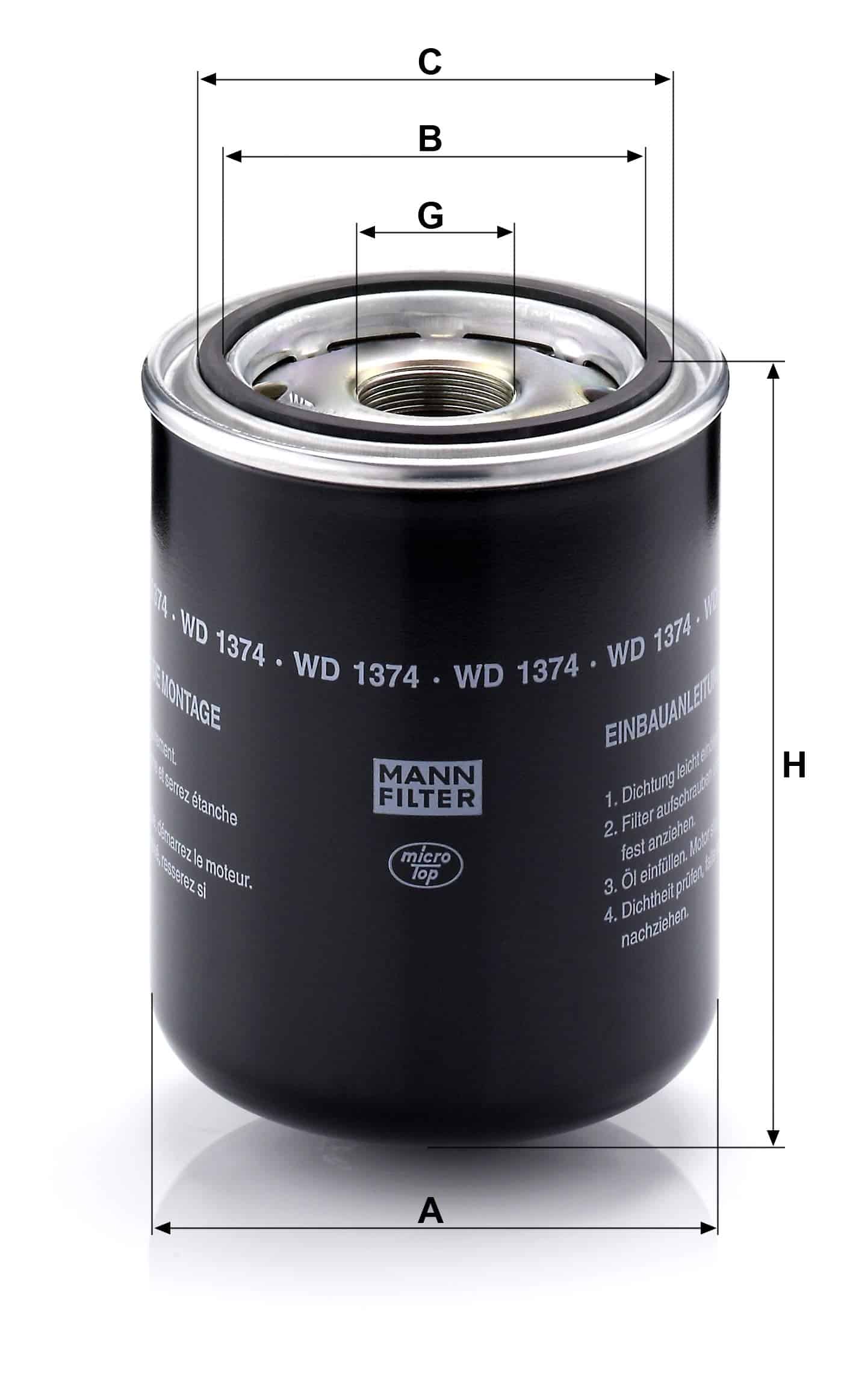 Filtro hidráulico Mann Filter WD1374 Spin-On - Imagen 3