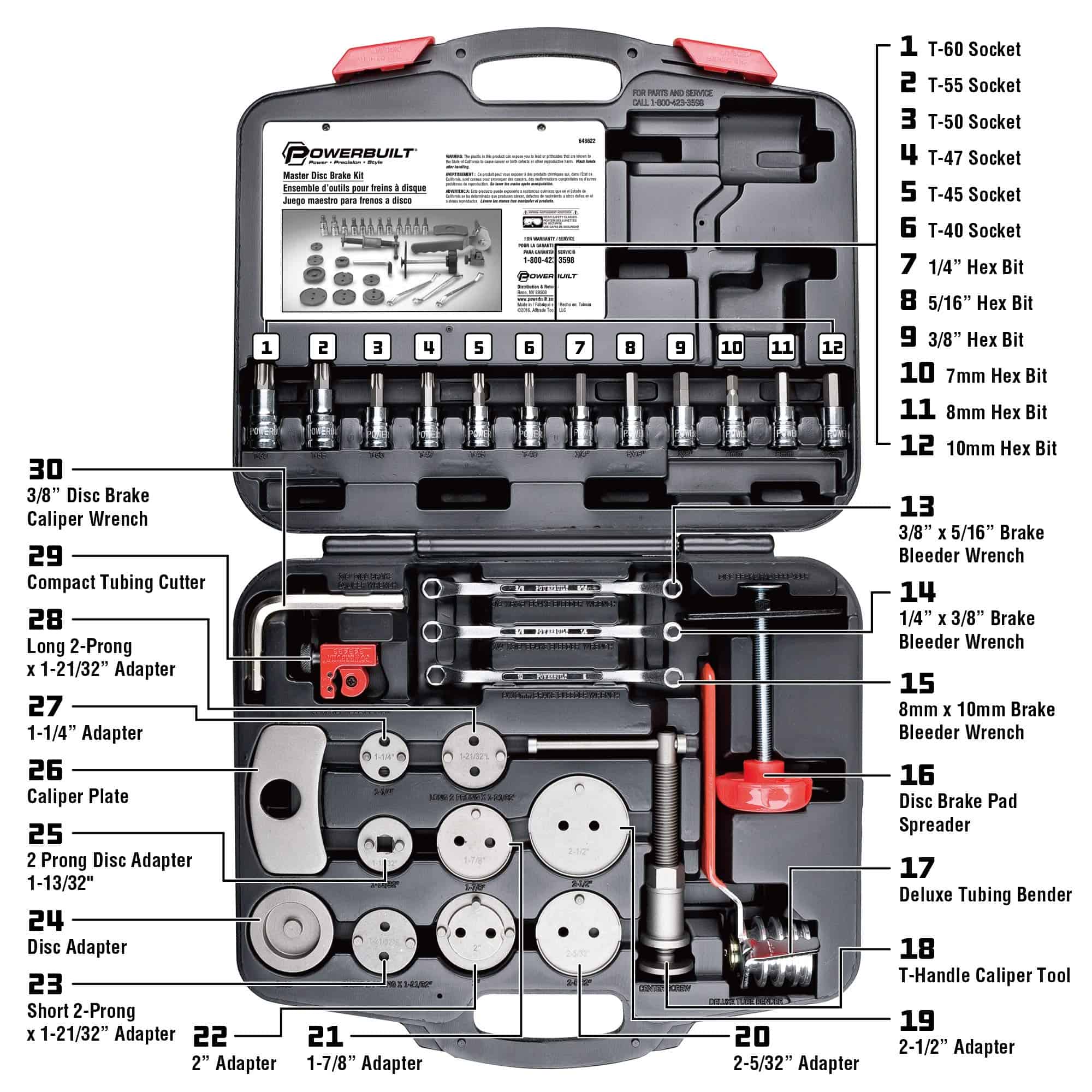 Juego de Servicio Maestro de Frenos de Disco Powerbuilt, - Imagen 3