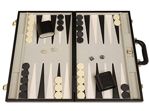 Set de Backgammon de 15" Deluxe con Maletín - Negro -