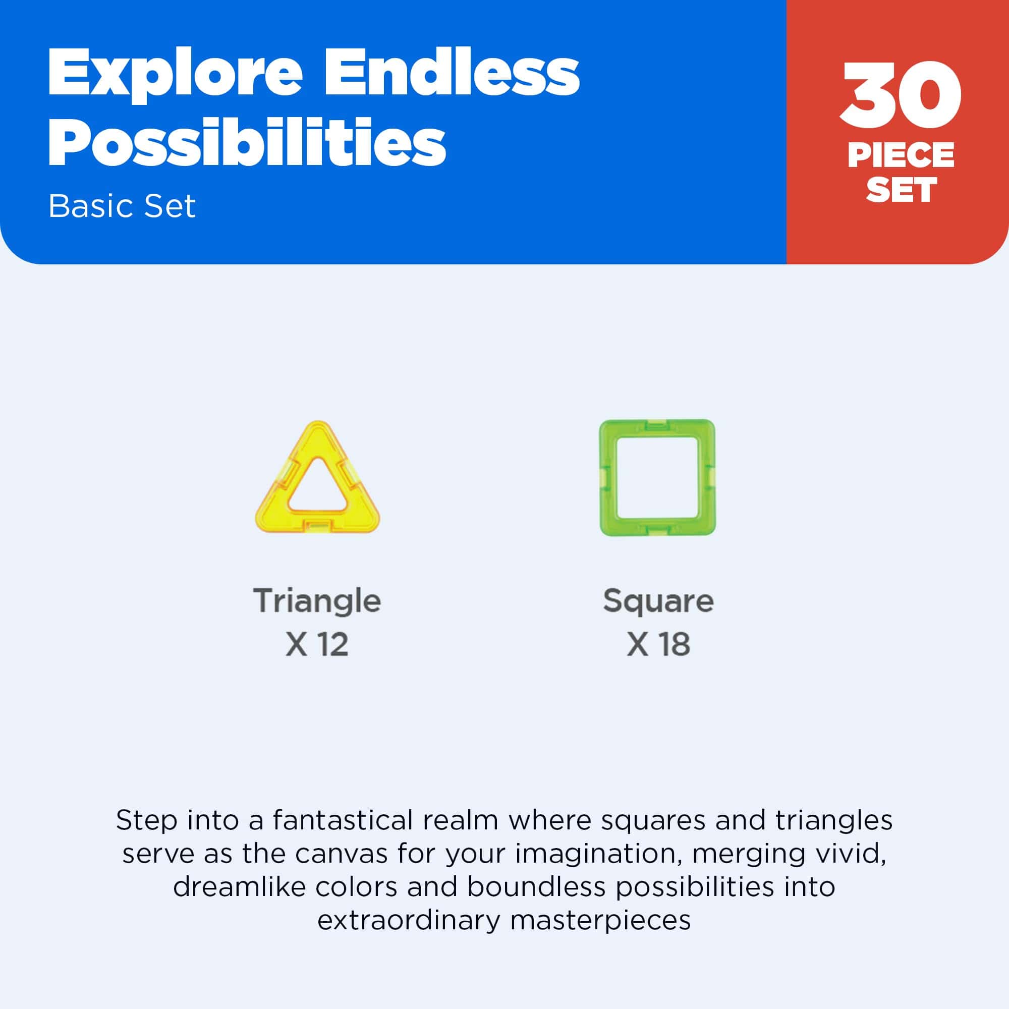 Set Básico de Magformers (30 piezas) bloques magnéticos de - Imagen 8