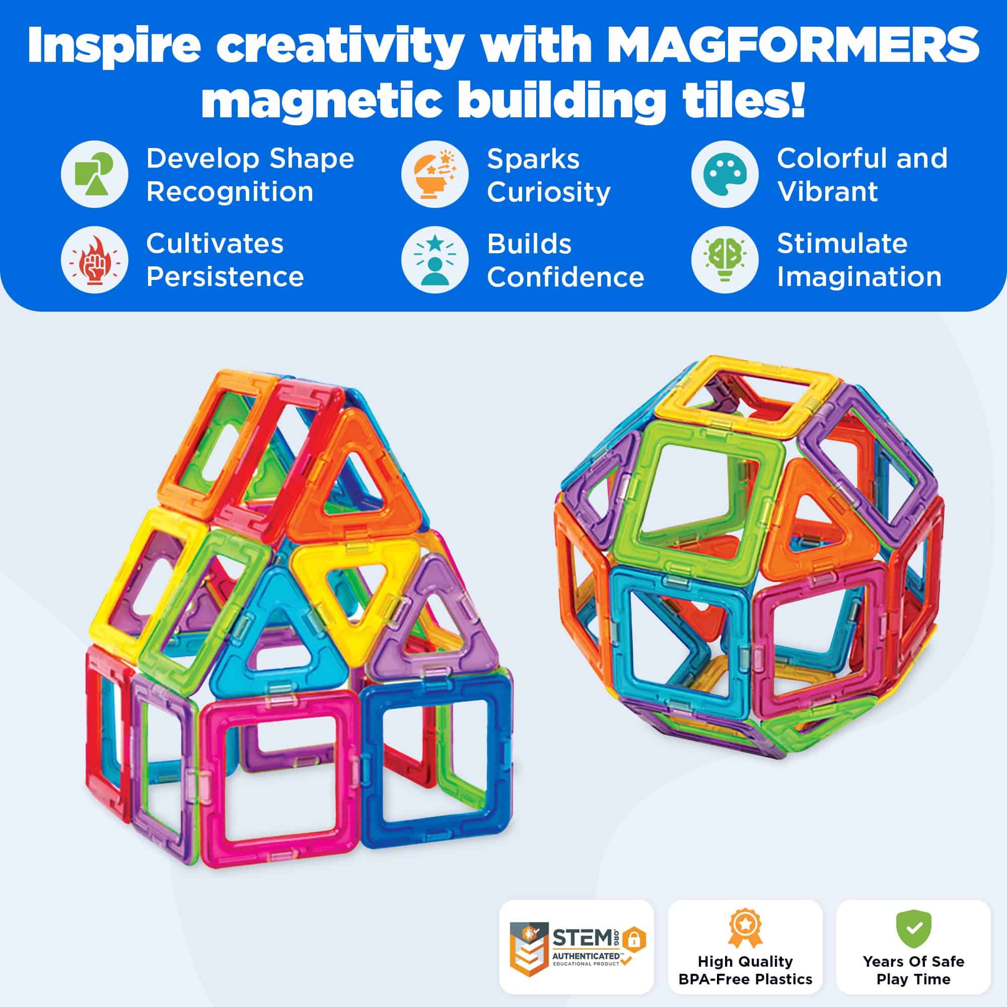 Set Básico de Magformers (30 piezas) bloques magnéticos de - Imagen 3