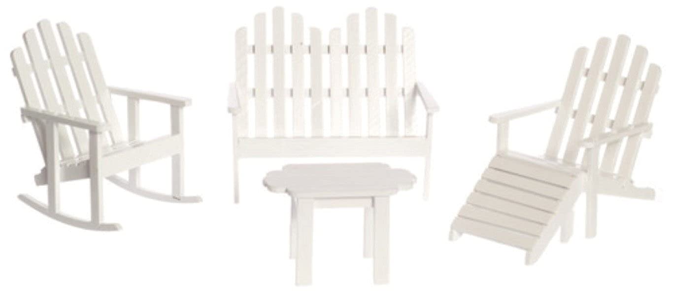 Juego de Muebles Adirondack Blanco de 5 Piezas para Casa de