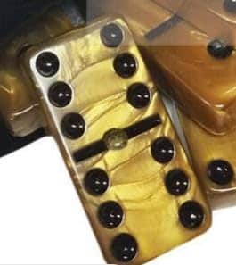 Dominó Doble Seis Marmolizado Dorado Tamaño Profesional con - Imagen 4