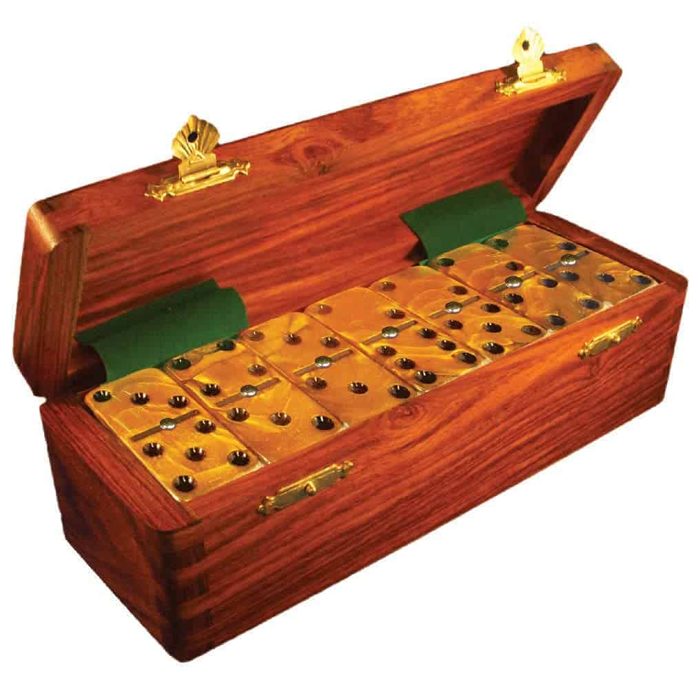 Dominó Doble Seis Marmolizado Dorado Tamaño Profesional con