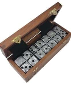 Domino Doble Seis Marmolado Plateado Tamaño Profesional de