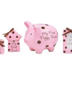Set de regalo para niña de 4 piezas con alcancía, primer