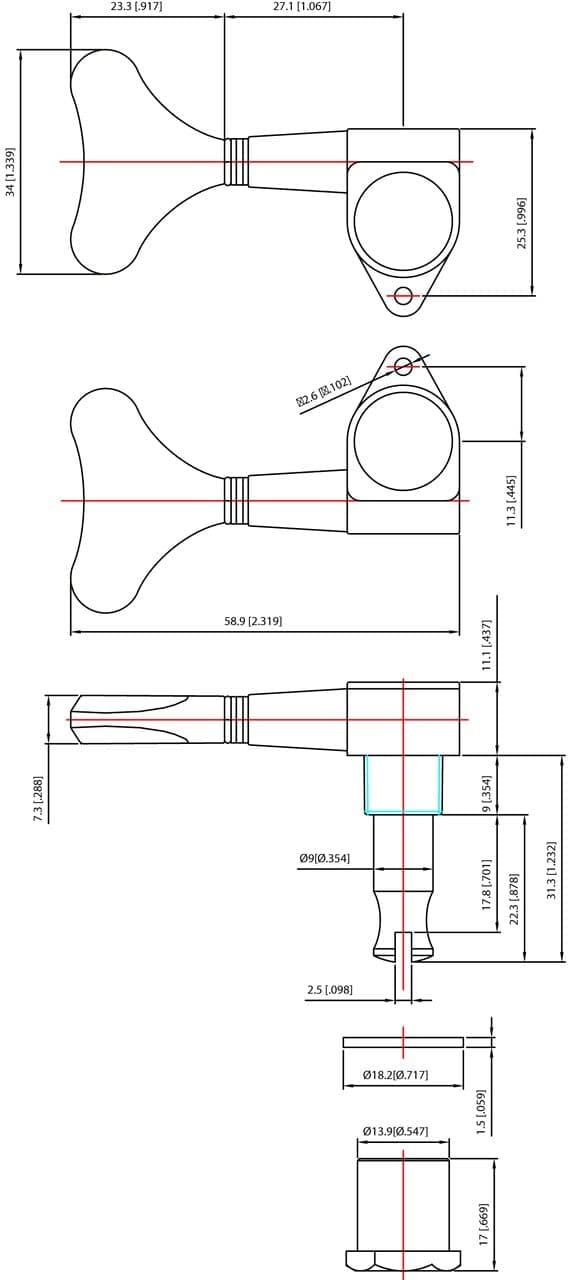 Clavija de afinación para bajo Grover 144CL4 - Imagen 6