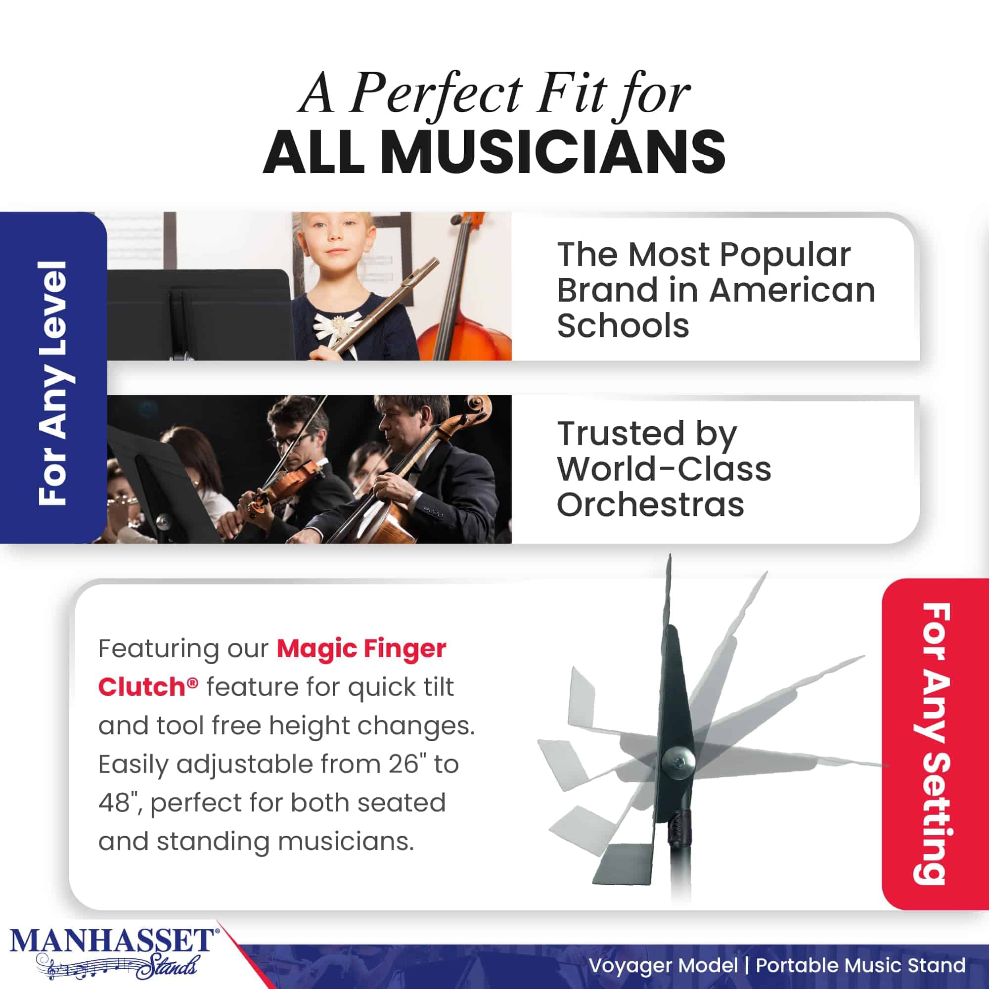 Estante de música portátil Manhasset Voyager para - Imagen 8