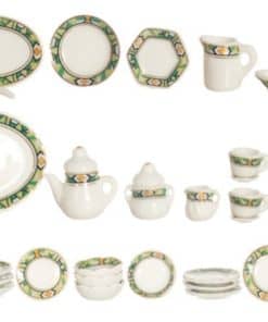 Juego de Mesa en Miniatura de 35 Piezas en Verde y Oro para