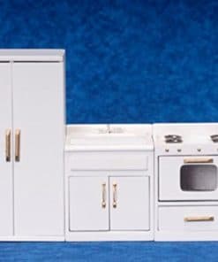 Set de Cocina Tradicional Blanca en Miniatura de 3 Piezas
