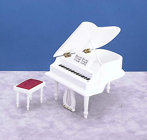 Piano en Miniatura Escala 1:12 Blanco con Banqueta #T5213 - Imagen 3