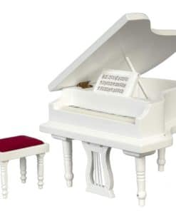 Piano en Miniatura Escala 1:12 Blanco con Banqueta #T5213
