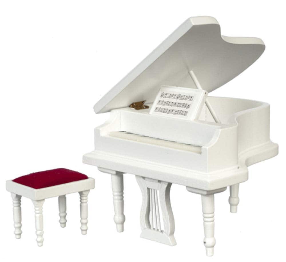 Piano en Miniatura Escala 1:12 Blanco con Banqueta #T5213