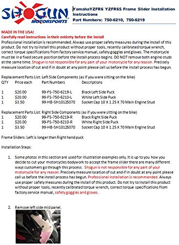 Shogun USA Made Yamaha YZF-R6 R6 2003 2004 2005 YZF-R6S R6S - Imagen 3